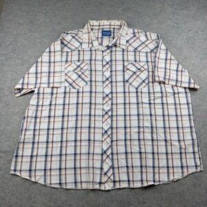 Wrangler Shirt Mens 4XL Big White Plaid Western Snap Front Short Sleeve Pockets